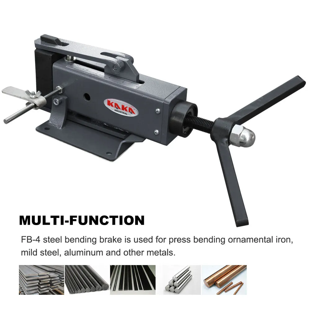 KAKA Industrial FB-4 Flat Steel Metal Brake Bender, 4-Inch Hand Operated Steel Bending Brake, 2.5 Tons Press Bending And Create Up To 90 Degree, High Flexibility, Easy Operation Sheet Metal Forming Bender