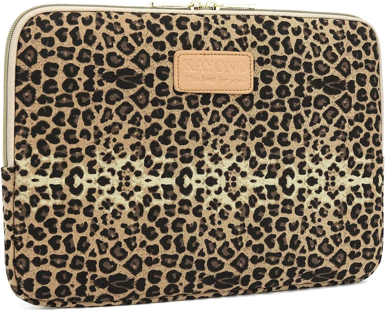 Kayond KY-03 Canvas Fabric 15.6 Inch Laptops Sleeve - Brown Leopard Print