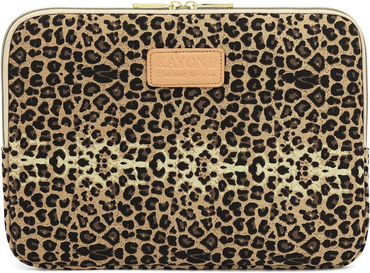 Kayond KY-03 Canvas Fabric 15.6 Inch Laptops Sleeve - Brown Leopard Print