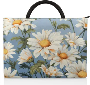 Laptop Case Sleeve, 15 15.6 16 inch Water Resistant Durable Laptop Computer Case Briefcase Carrying Bag with Handle, Decorative Daisy Floral Print