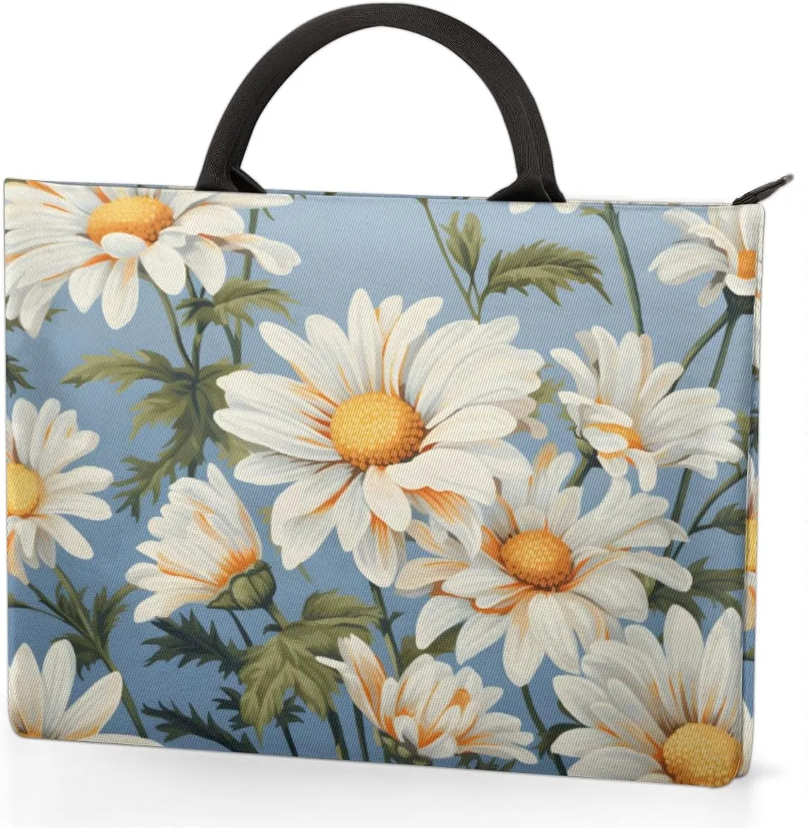 Laptop Case Sleeve, 15 15.6 16 inch Water Resistant Durable Laptop Computer Case Briefcase Carrying Bag with Handle, Decorative Daisy Floral Print