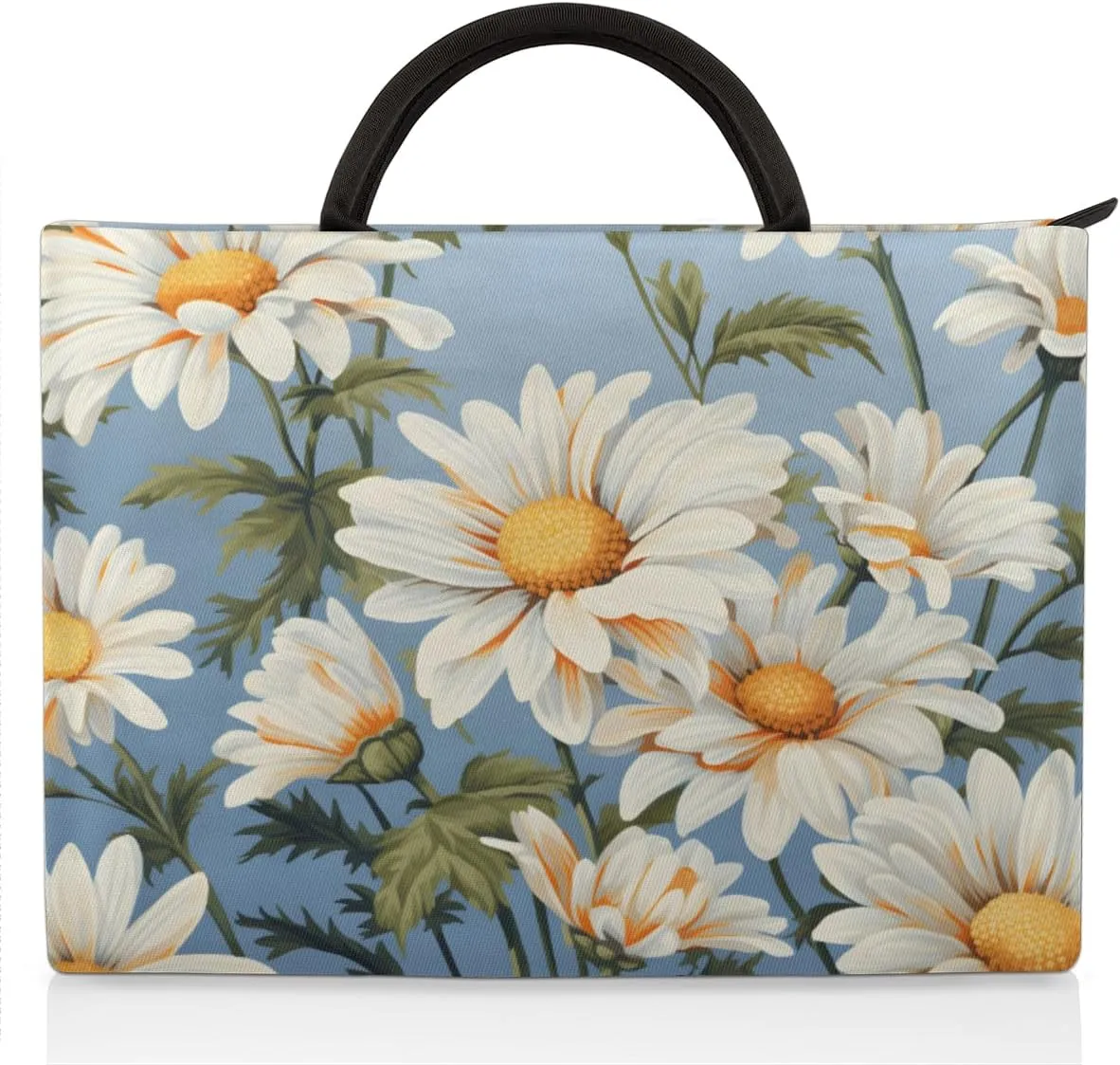 Laptop Case Sleeve, 15 15.6 16 inch Water Resistant Durable Laptop Computer Case Briefcase Carrying Bag with Handle, Decorative Daisy Floral Print
