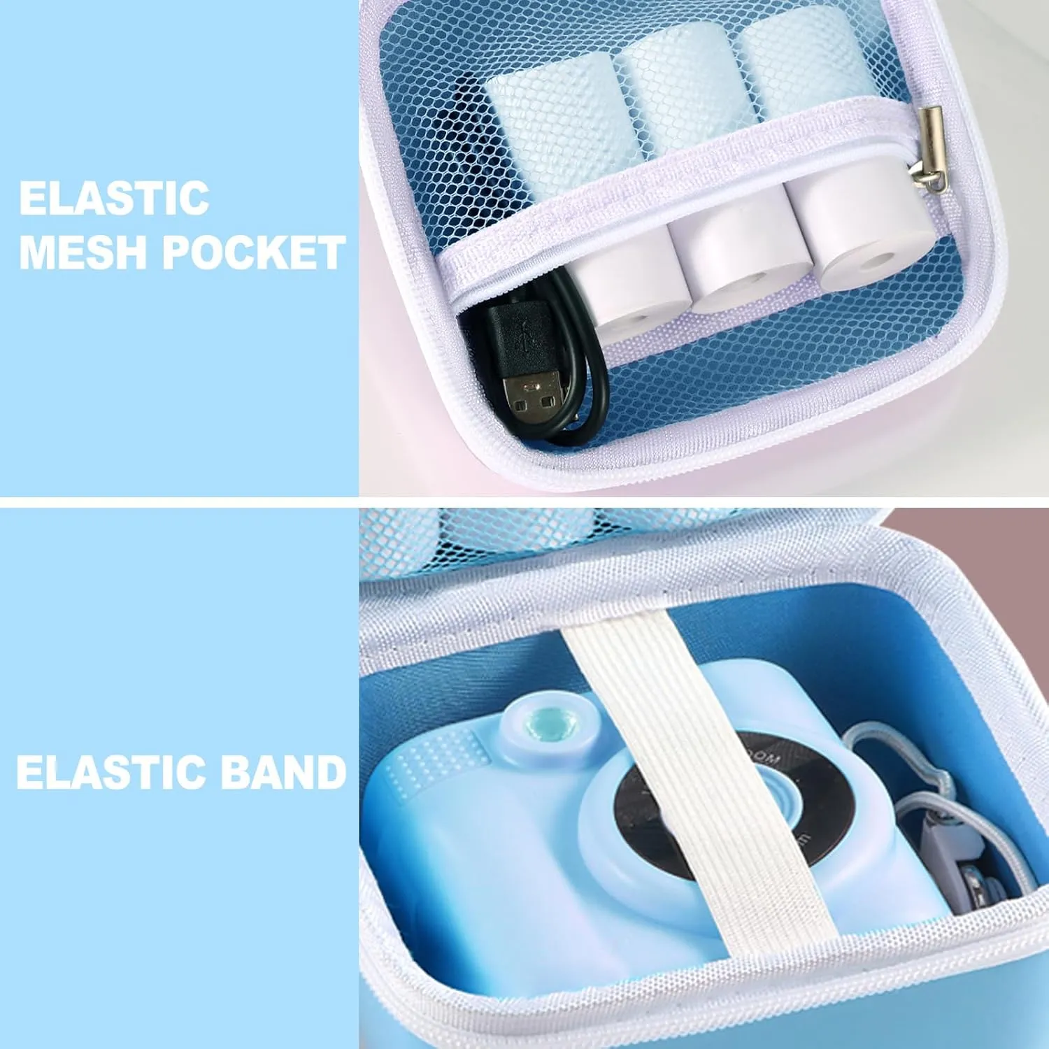 Lumus&Solem Blue Kids Camera Case for Instant Cameras - Storage Bag Compatible with Digital Video Cameras for Girls and ToddlersCase Only