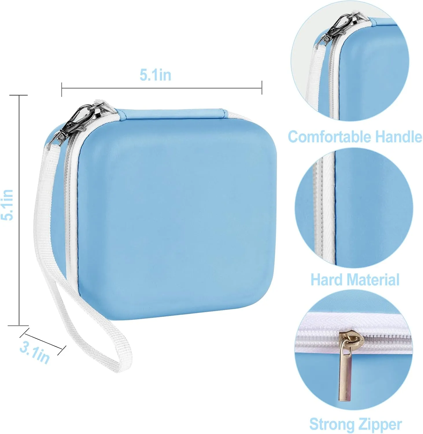 Lumus&Solem Blue Kids Camera Case for Instant Cameras - Storage Bag Compatible with Digital Video Cameras for Girls and ToddlersCase Only