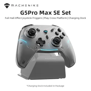 Machenike G5PRO Max SE 1000HZ Wireless Gaming Controller for NS/PC/iOS/Android with Charging Dock,PC Controller Hall Effect JoystickTriggers/Gyroscope,RGB Backlight