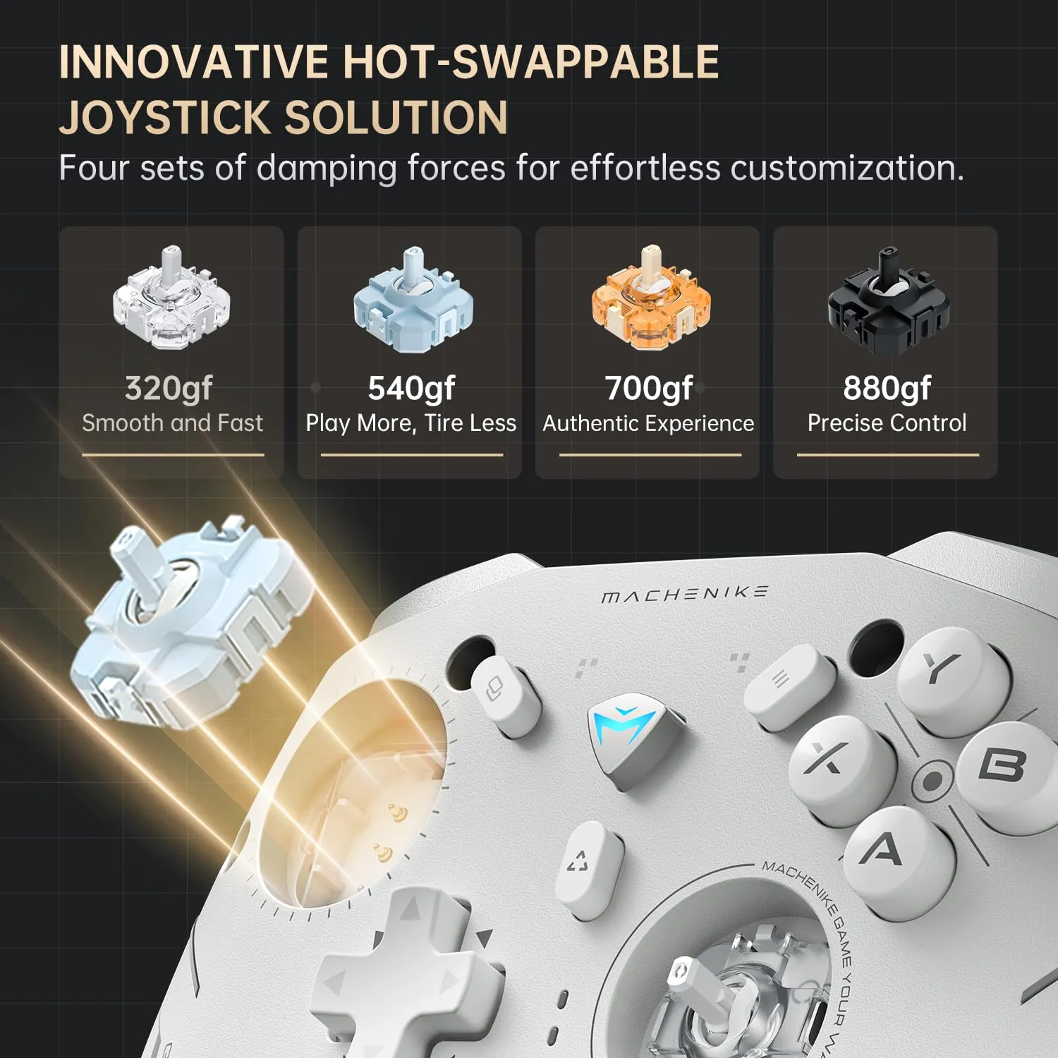 Machenike G5Pro V2 1000HZ Wireless Gaming Controller for NS/PC/iOS/Android with Charging Dock,PC Controller With Hot-Swappable Joystick,Optical Triggers,Optical Micro Switches,RGB Backlight