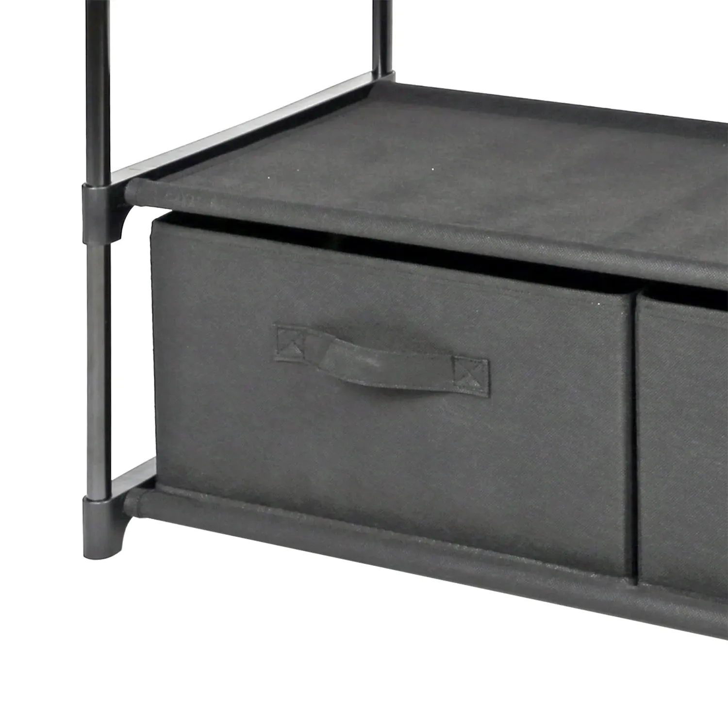 Mainstays 4 Shelf Closet Organizer with 2 Bins, Black, Metal Frame, Adult and Child