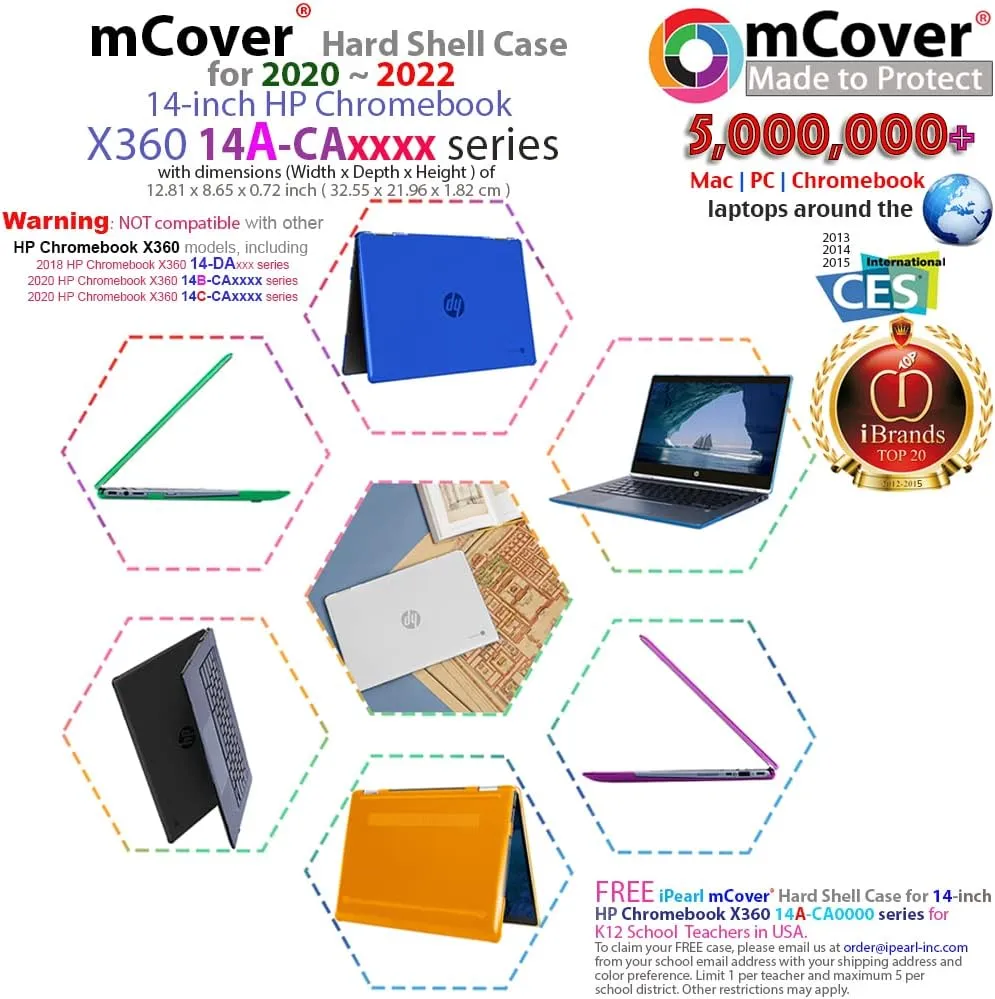 mCover Case Compatible for 2020~2022 14" HP Chromebook x360 14a-CA0000 Series laptops ONLY (NOT Fitting Any Other HP laptops) - Black