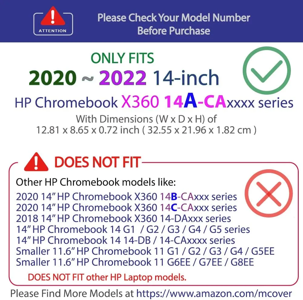 mCover Case Compatible for 2020~2022 14" HP Chromebook x360 14a-CA0000 Series laptops ONLY (NOT Fitting Any Other HP laptops) - Black