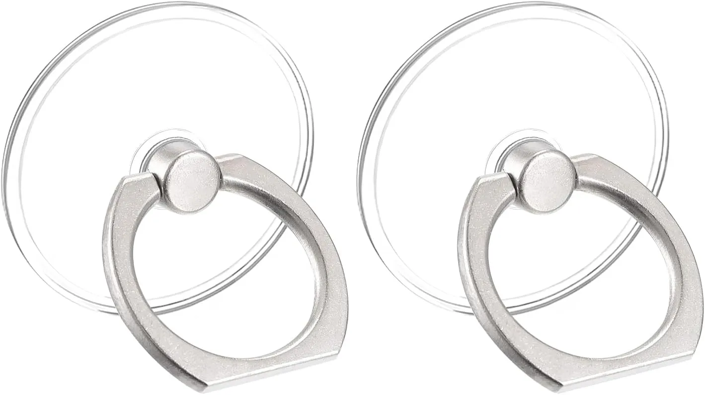 Medsuo 2pcs Transparent Clear Phone Ring Grips Holder Kickstand 360 Rotation Cell Phone Ring Stand for Cell Phone Tablet Case Accessories (Round)