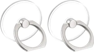 Medsuo 2pcs Transparent Clear Phone Ring Grips Holder Kickstand 360 Rotation Cell Phone Ring Stand for Cell Phone Tablet Case Accessories (Round)