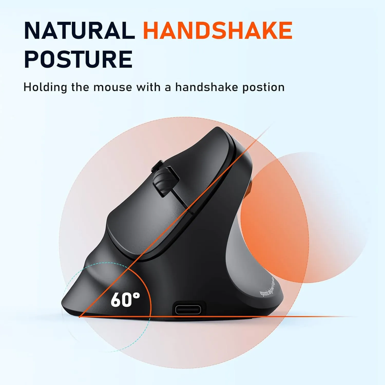 MEETION Ergonomic Mouse, Wireless Vertical Mouse RGB Backlit Rechargeable Mice for Bluetooth(5.2   3.0) & USB-A with USB-C Adapter 4 Adjustable DPI for Mac/Windows/Andriod/PC/Tablet/iPad Black