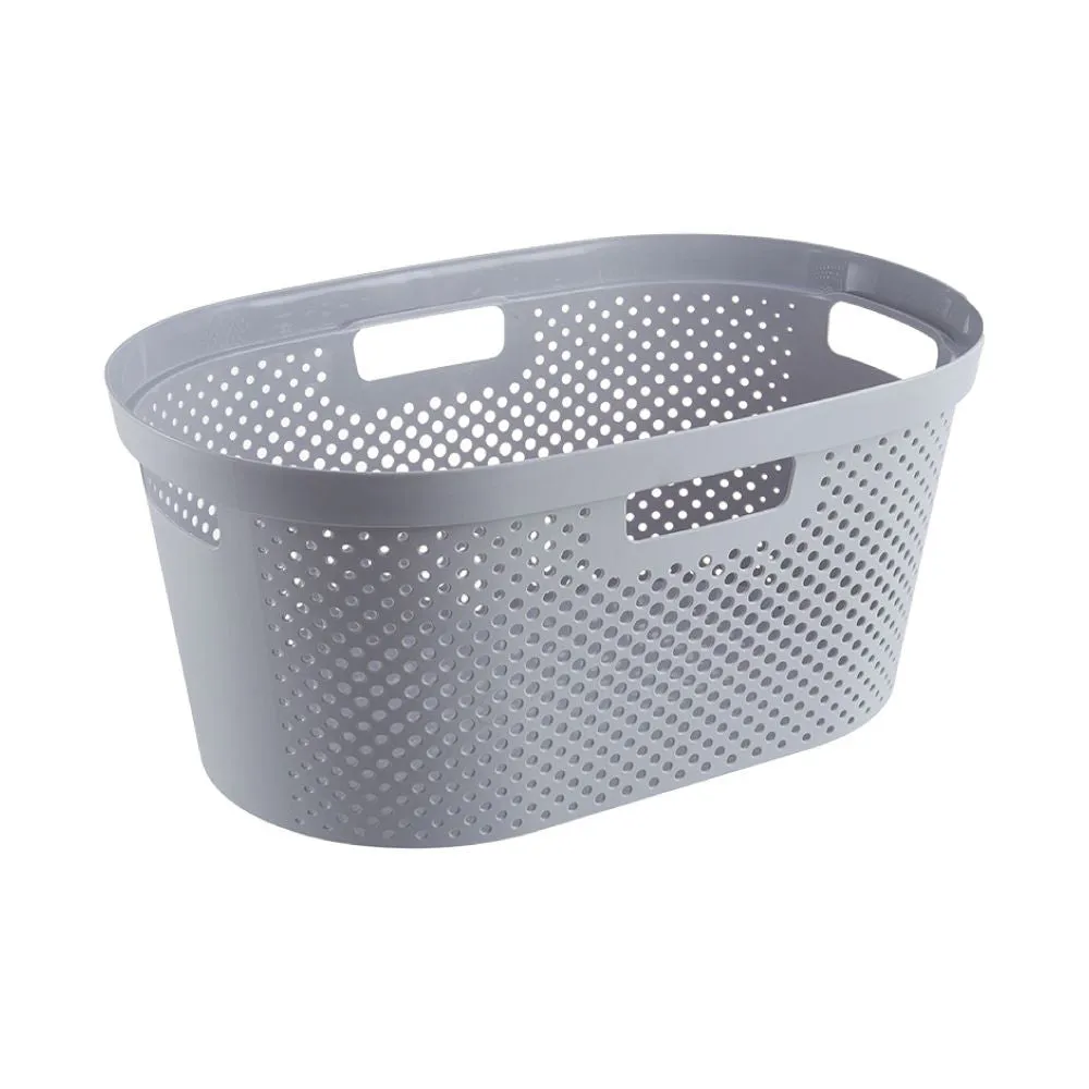 (MR.DIY) Plastic Oval Basket Set (40L)-Grey