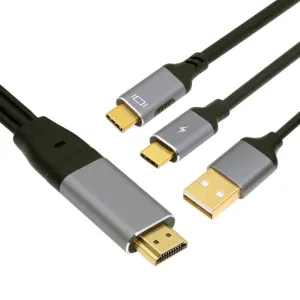 NFHK HDMI to USB C Cable 4k@60hz with USB Power Supply Support Touch Display for Host Connected to Portable Screen/VR Glasses 6.56FT/2.0M