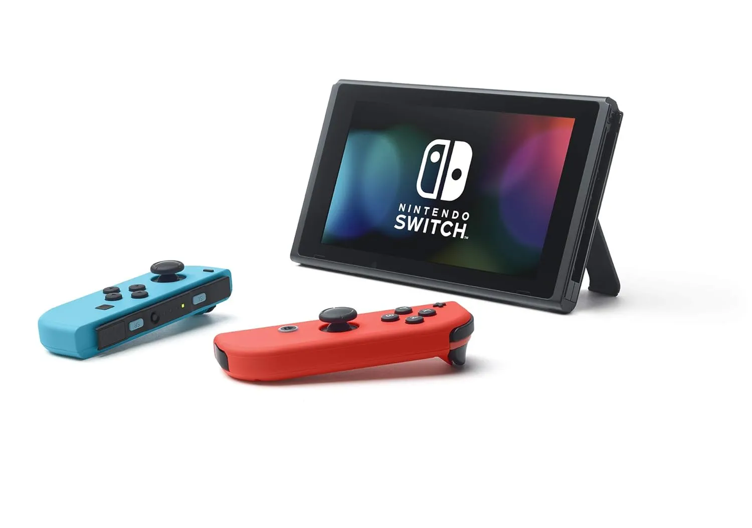 Nintendo Switch with Neon Blue and Neon Red JoyCon