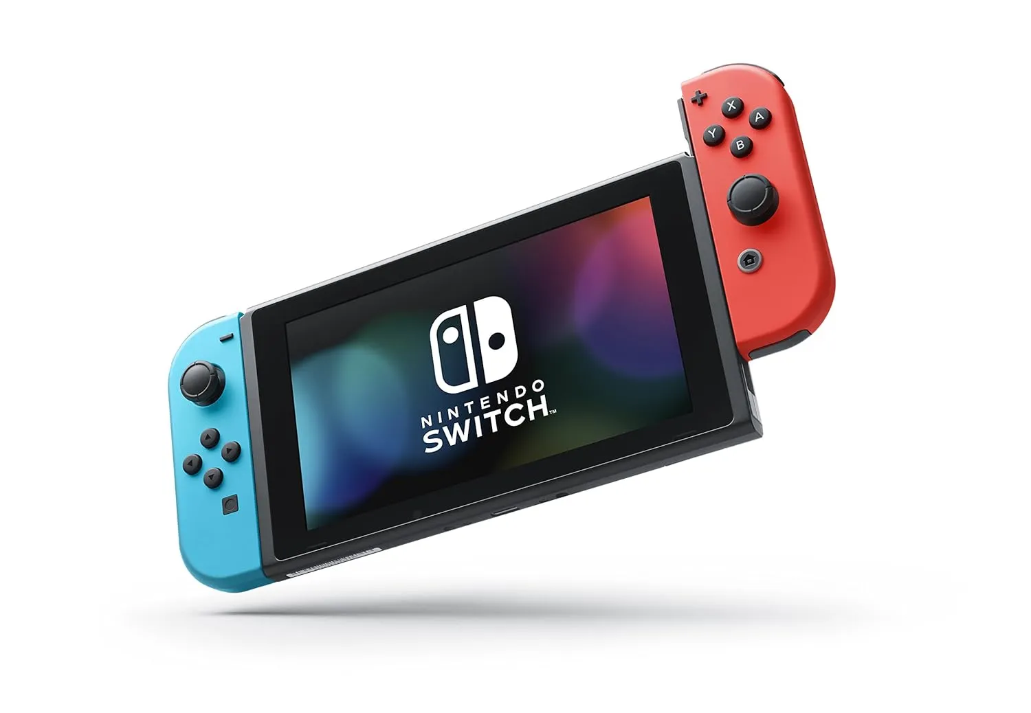 Nintendo Switch with Neon Blue and Neon Red JoyCon