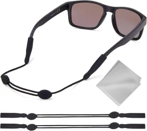 No Tail Eye Glasses Holder Strap - Adjustable Sunglasses Straps Cords for Men Women - Eyeglass Holders Around Neck - Eyewear String Lanyard Retainer -2PCS14in Black