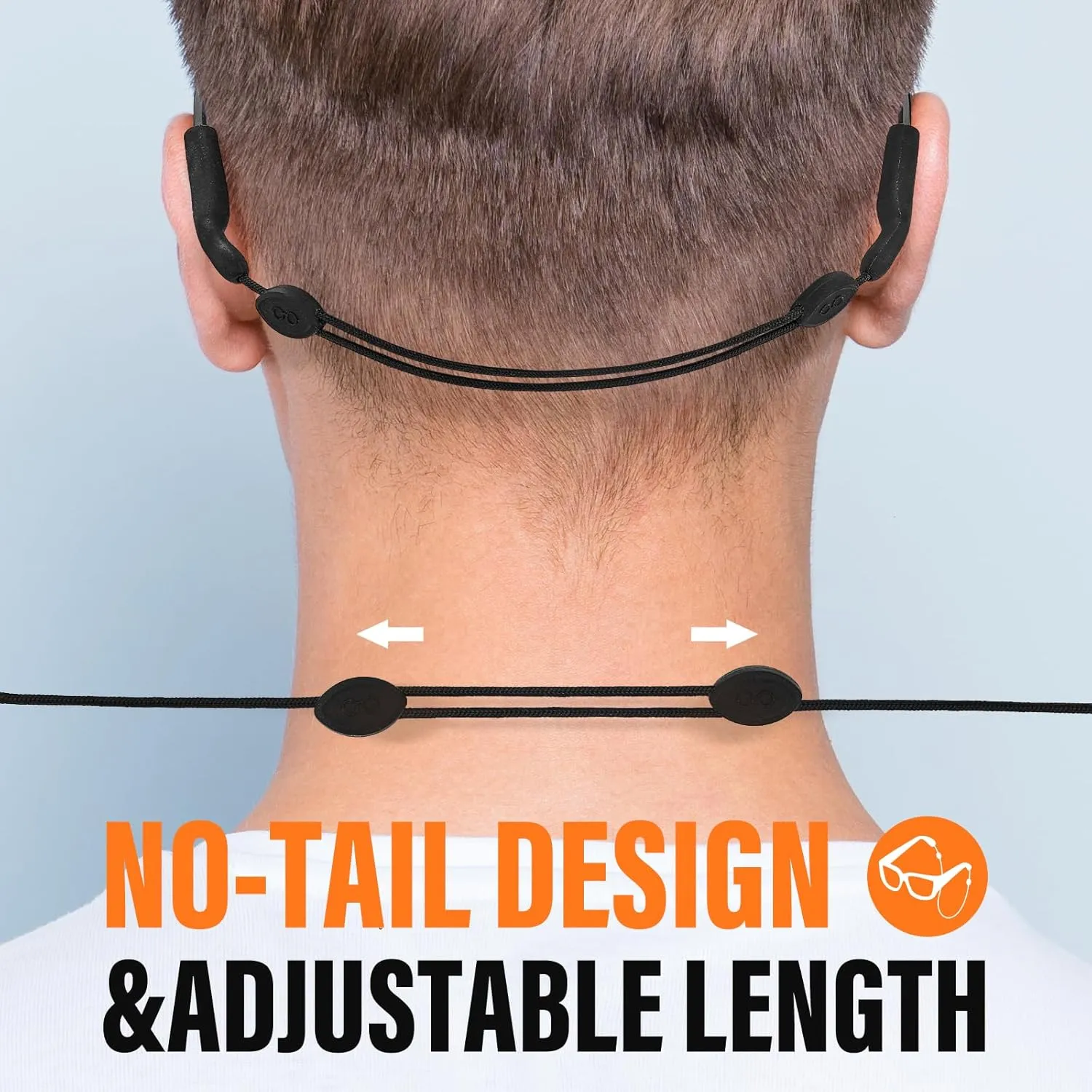 No Tail Eye Glasses Holder Strap - Adjustable Sunglasses Straps Cords for Men Women - Eyeglass Holders Around Neck - Eyewear String Lanyard Retainer -2PCS14in Black