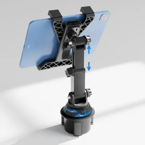 OHLPRO Cup Holder Car Tablet Mount for Truck, Universal iPad Stand for 7-11" iPad Pro Air Mini, Galaxy Tab, Adjustable Arm, Extendable & Flexible Car Mount for Road Trip Essentials,Travel Accessories
