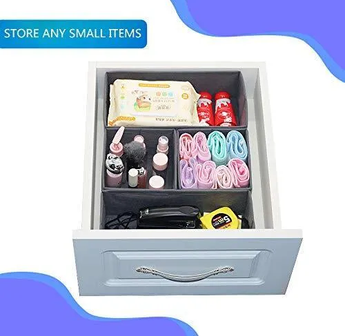 Onlyeasy Foldable Cloth Storage Box Closet Dresser Drawer Organizer Cube Basket Bins Containers Divider with Drawers for Scarves, Underwear, Bras, Socks, Ties, 6 Pack, Linen-Like Grey, MXDCB6P