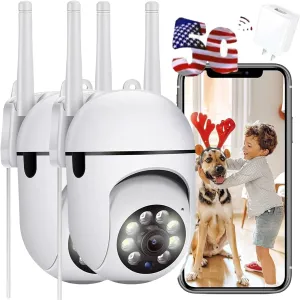 Outdoor Security Cameras, 2.4GHz & 5G WiFi Cameras for Home Security, 1080P Dome Surveillance Cameras 360 View,2-Way Audio, Security Camera with Motion Detection (2PC)