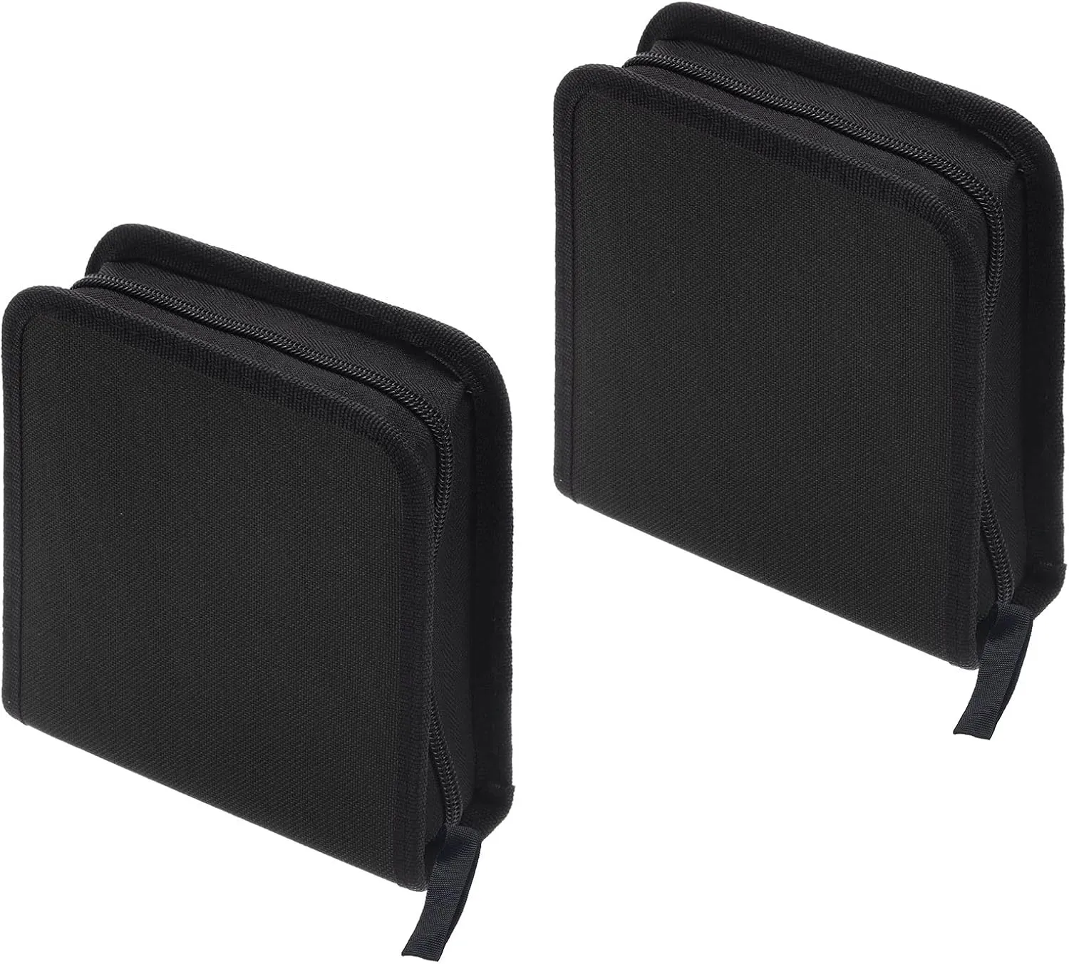 PATIKIL CD Case Holders, 2 Pcs Oxford Total 80 Capacity Waterproof Portable Disk Record Storage Dividers Wallet Organizer for Discs Collection Protection, Black