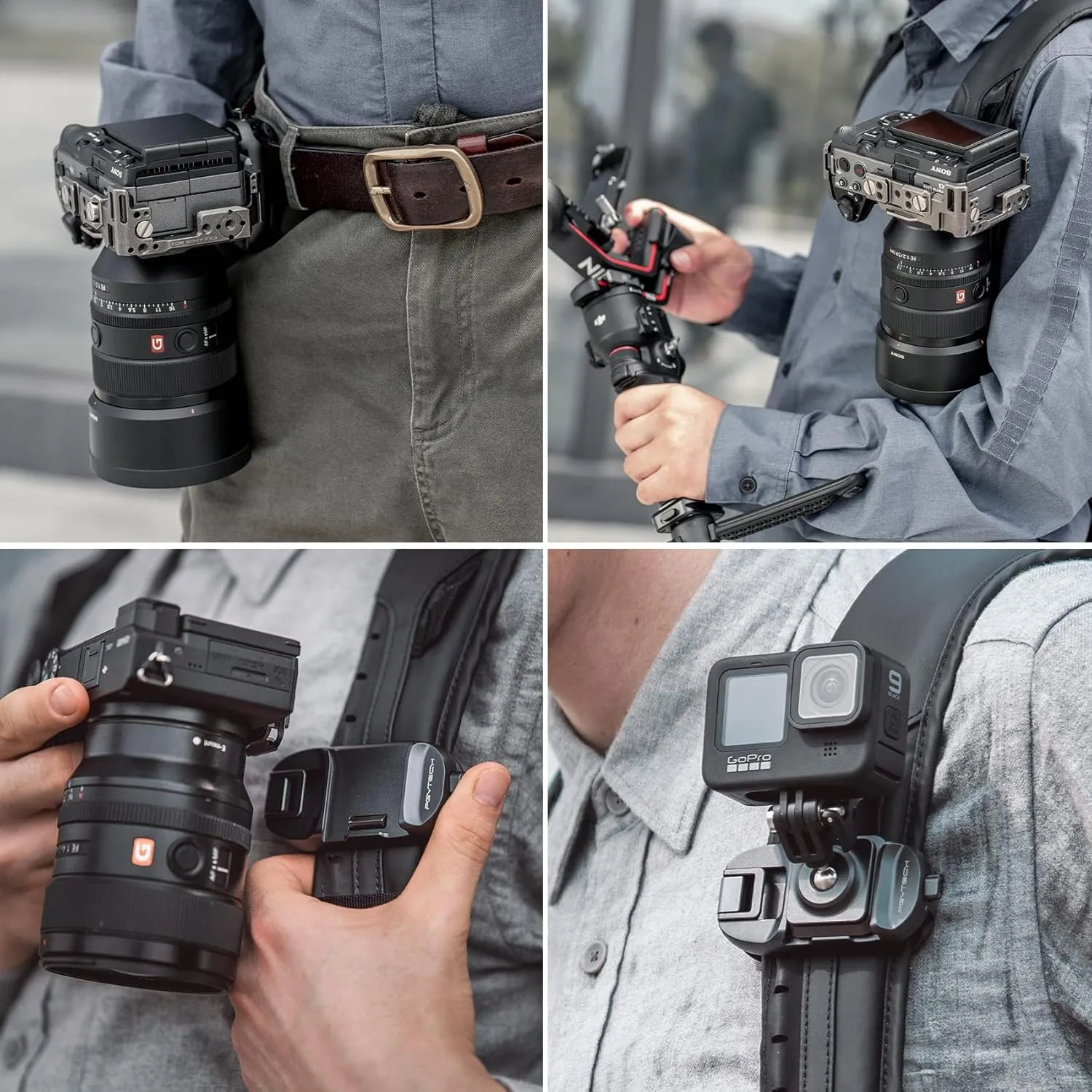 PGYTECH Beetle Camera Clip with Plate for Cameras & Action Camera Quick Release System for Sony, Nikon, Fuji, DSLR Action Camera Backpack Camera Strap Mount (for Action Camera&Cameras)