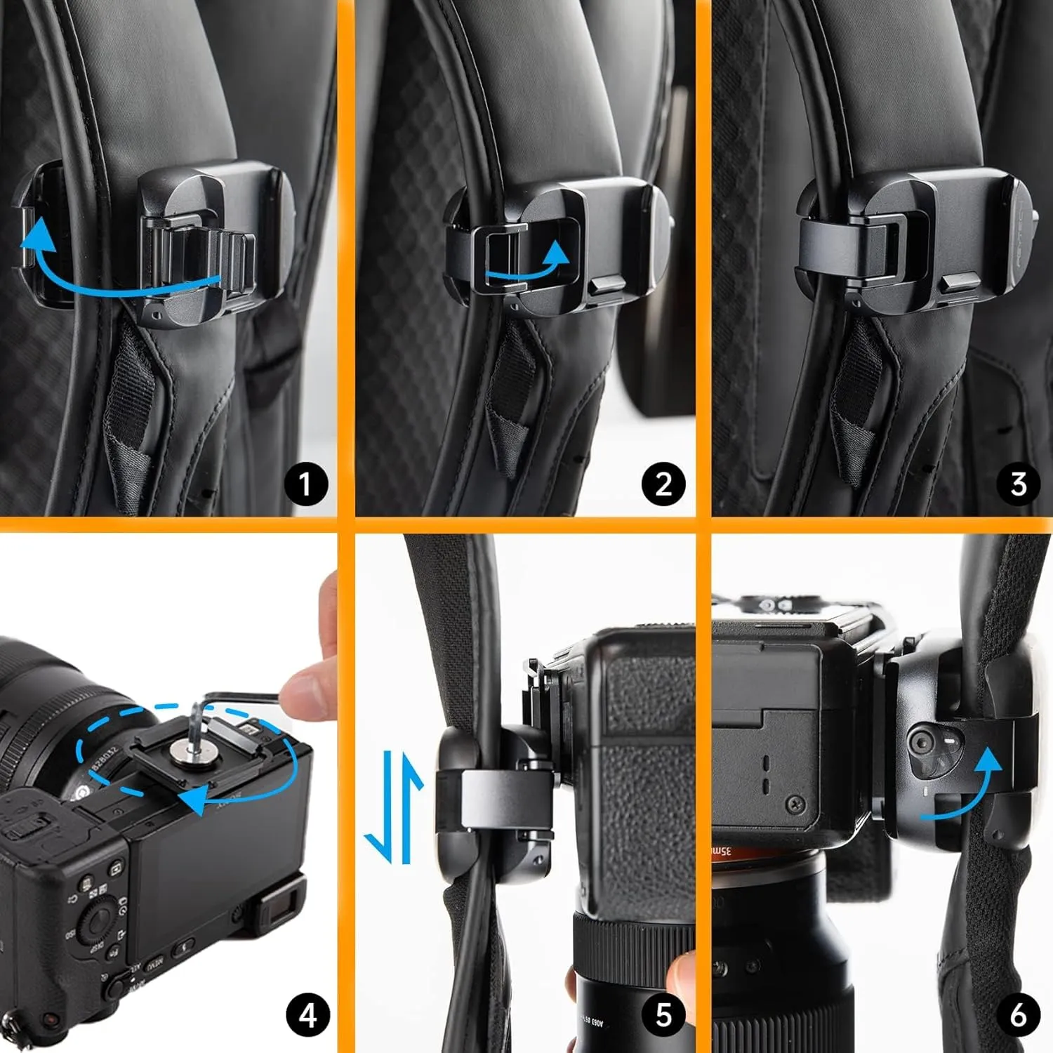 PGYTECH Beetle Camera Clip with Plate for Cameras & Action Camera Quick Release System for Sony, Nikon, Fuji, DSLR Action Camera Backpack Camera Strap Mount (for Action Camera&Cameras)