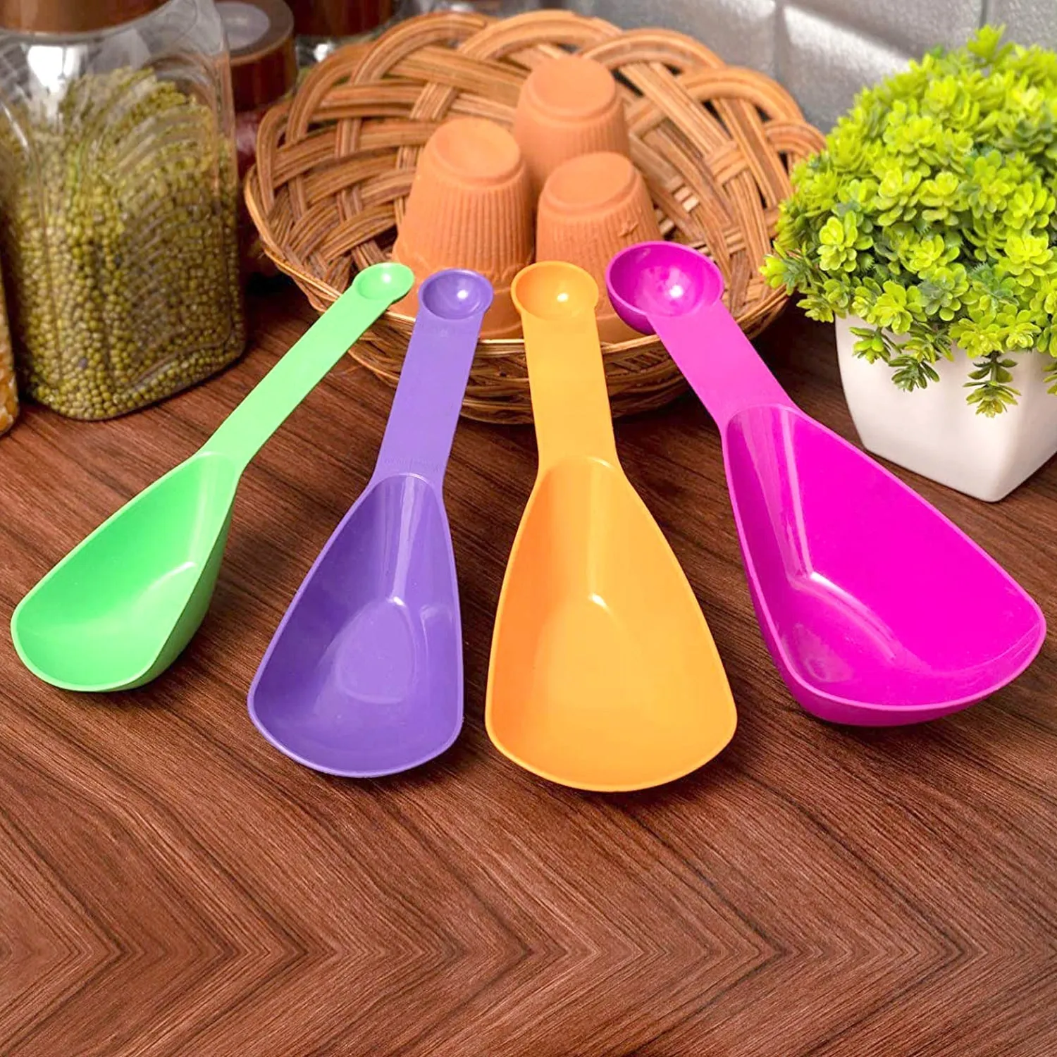 Plastic Double Side Measuring Cups and Spoons for Kitchen (Pack of 4)