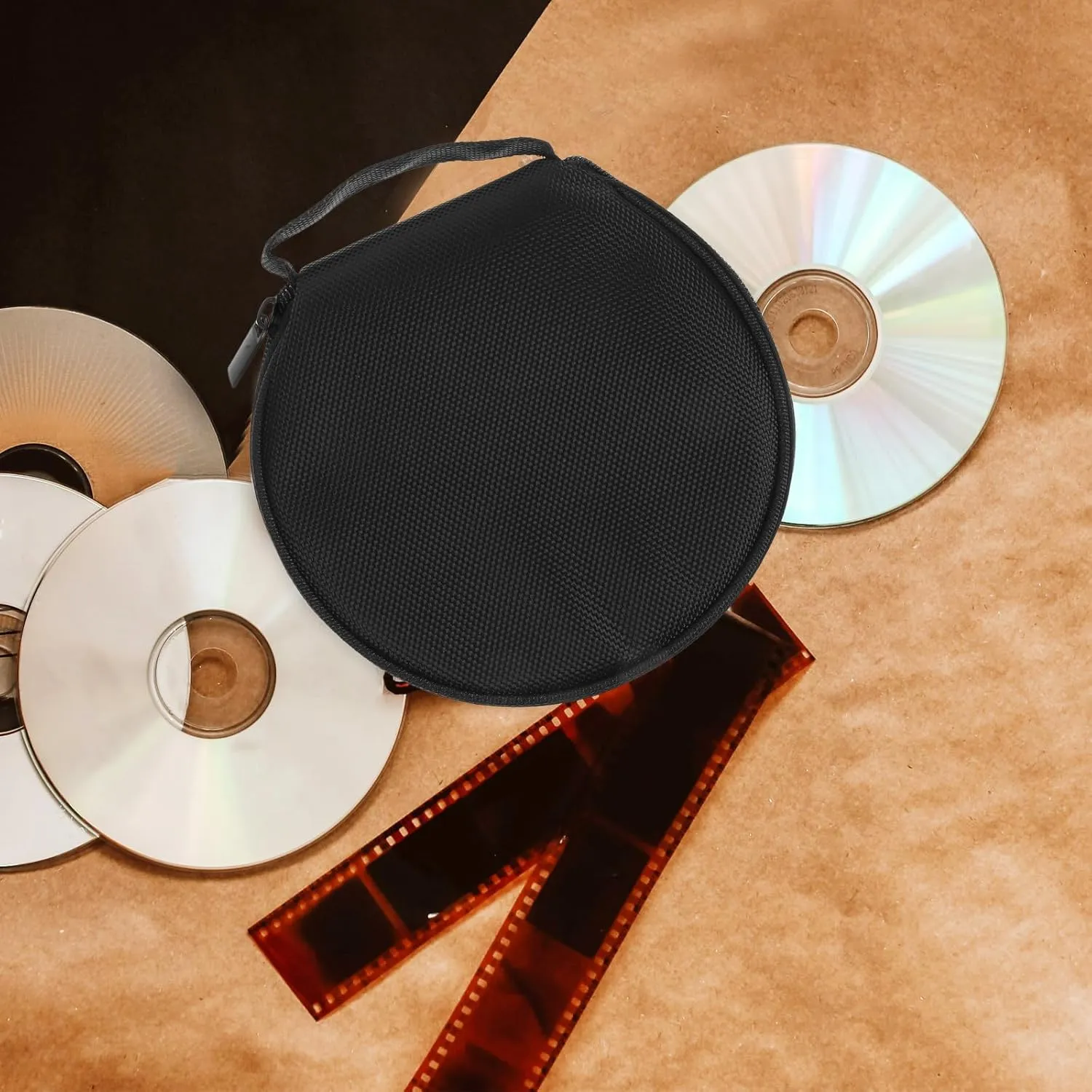PRETYZOOM Small Cd Case Round Cd Storage Bag Capacity Holder for Cds Dvds Portable Zipper Design Ideal for Travel and Home Organization Compatible with Blank Cds