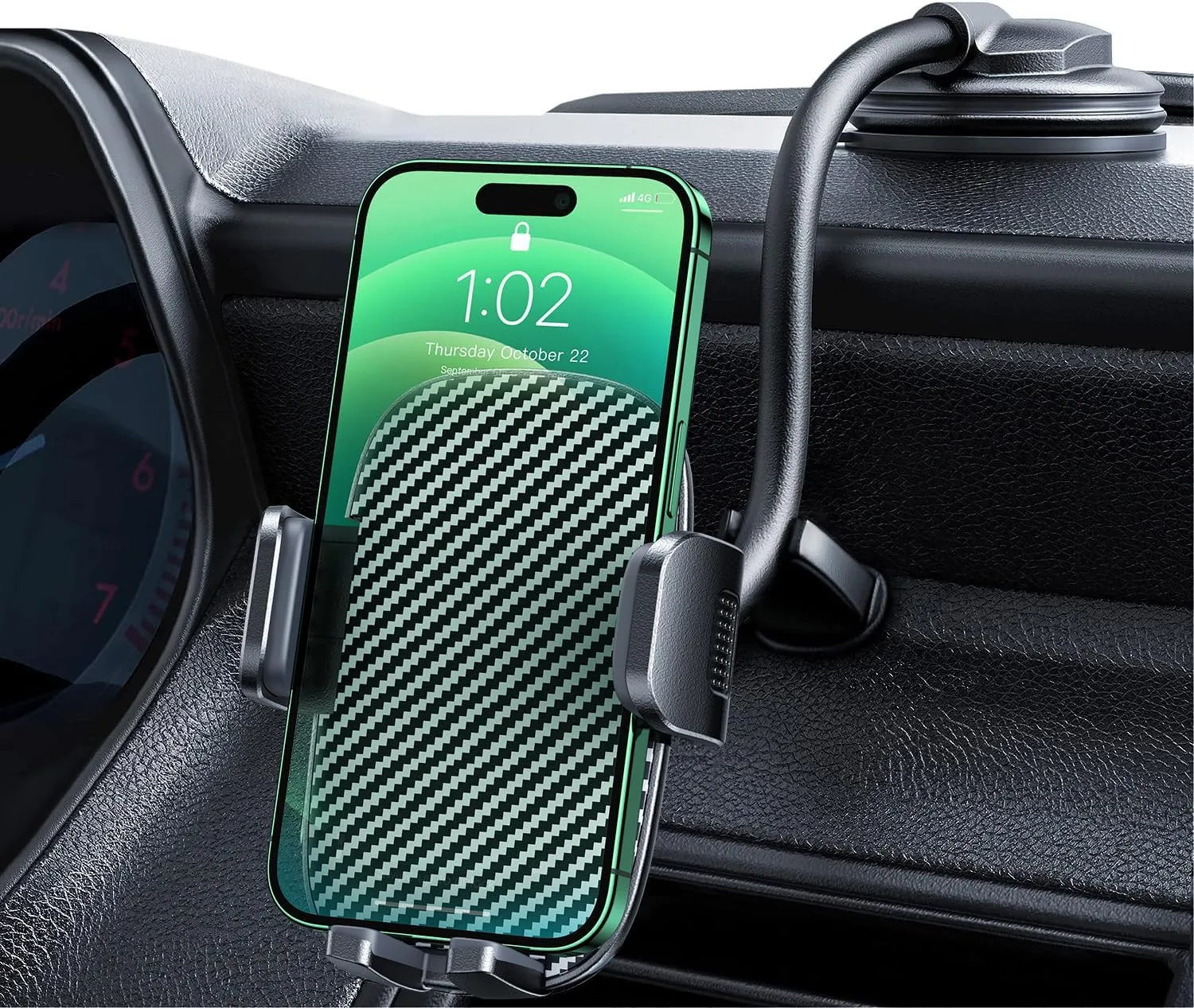 Qifutan Phone Holders for Your Car Phone Mount Long Arm Dashboard Windshield Car Phone Holder Anti-Shake Stabilizer Car Phone Mount Fit for iPhone Smartphone Universal