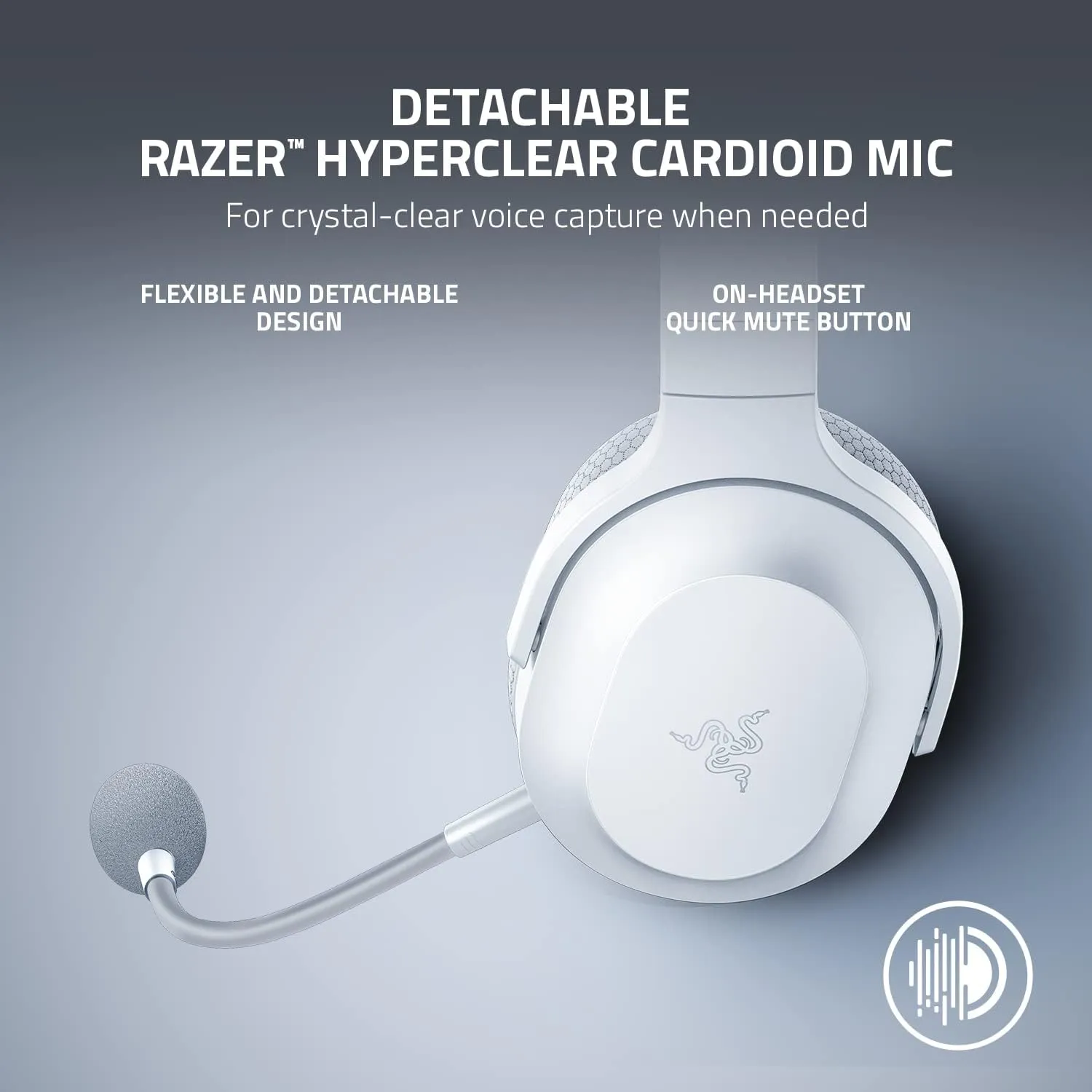 Razer Barracuda X Wireless Gaming & Mobile Headset (PC, PlayStation, Switch, Android, iOS): 2.4GHz Wireless   Bluetooth - Lightweight - 40mm Drivers - Detachable Mic - 50 Hr Battery - Mercury White