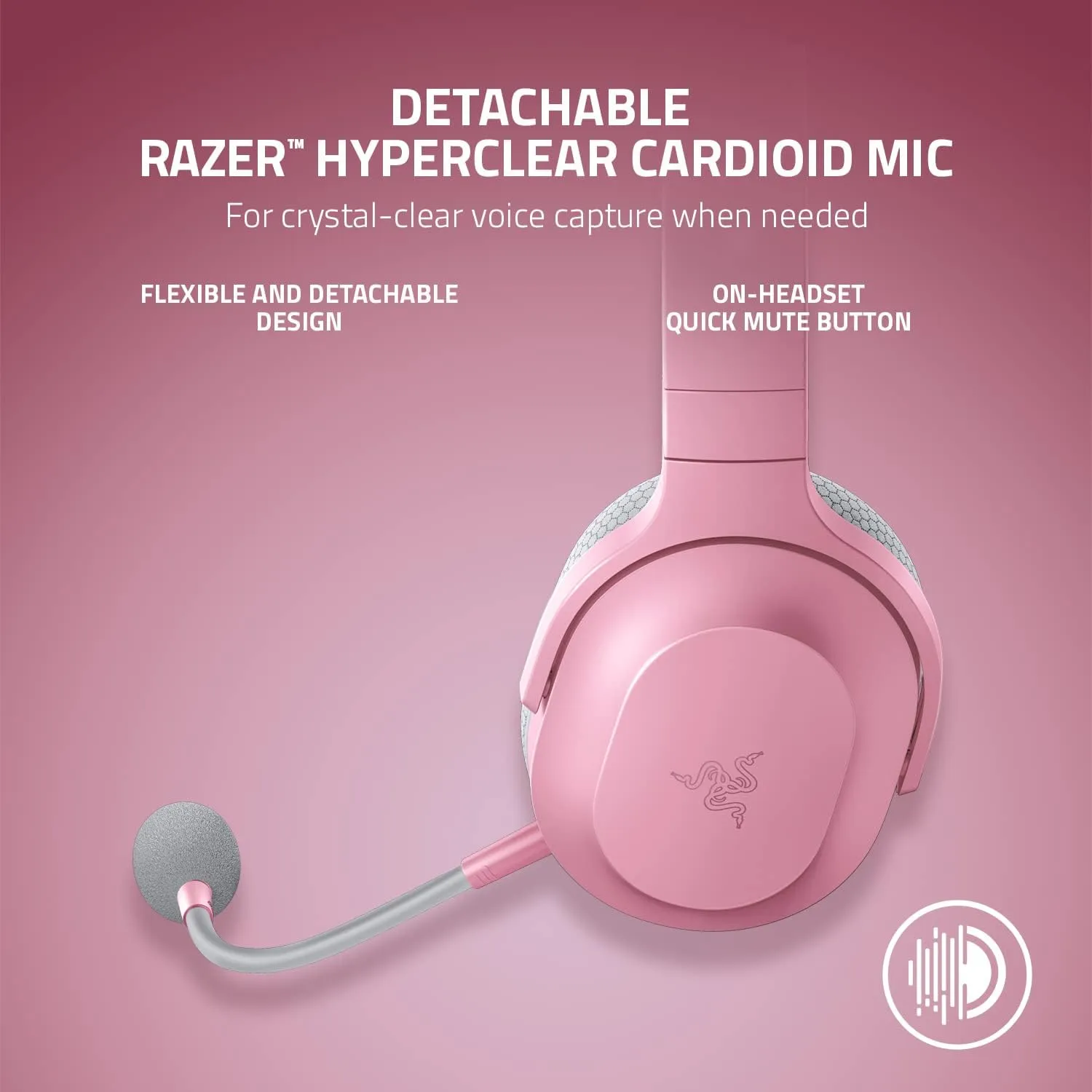 Razer Barracuda X Wireless Gaming & Mobile Headset (PC, PlayStation, Switch, Android, iOS): 2.4GHz Wireless   Bluetooth - Lightweight - 40mm Drivers - Detachable Mic - 50 Hr Battery - Quartz Pink