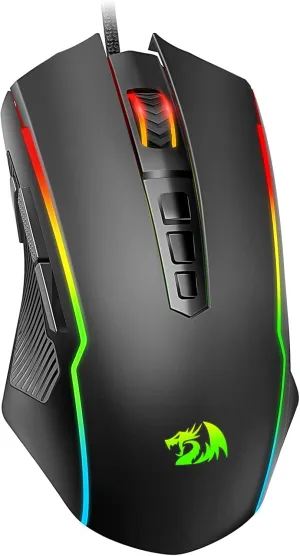 Redragon Gaming Mouse, Wired Gaming Mouse with RGB Backlit, 8000 DPI Adjustable, Mouse with 9 Programmable Macro Buttons & Fire Button, Software Supports DIY Keybinds, M910-K