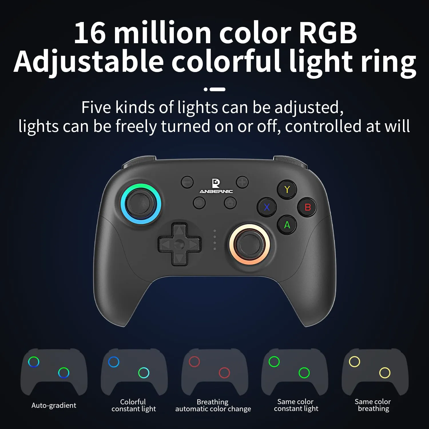 RG P01 Wireless Gaming Controller RG P01 Controllers Gamepad for PC Plug and Play Gaming Gamepad with Hall Effect/Triggers Joystick rg p01 Game Controller Switch/PC/Steam/Android/IOS(Black)