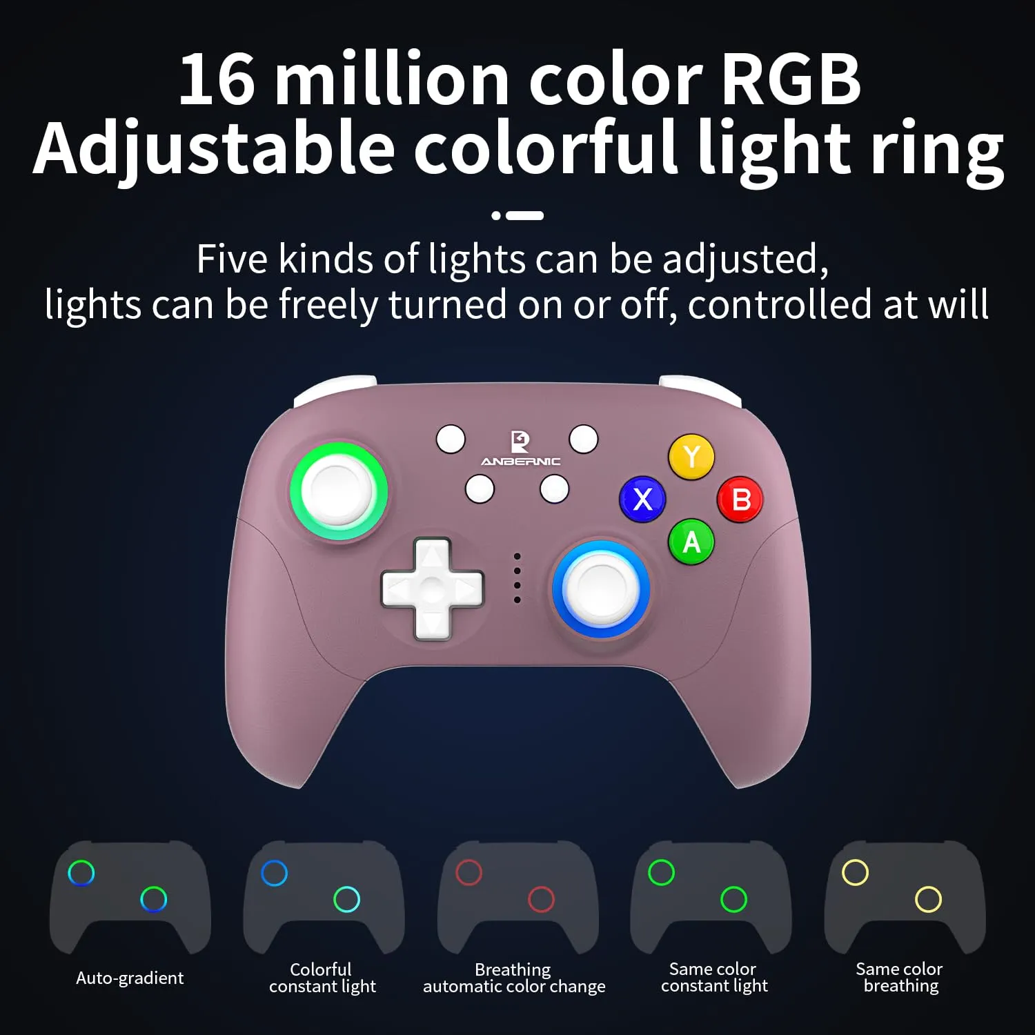 RG P01 Wireless Gaming Controller RG P01 Controllers Gamepad for PC Plug and Play Gaming Gamepad with Hall Effect/Triggers Joystick rg p01 Game Controller Switch/PC/Steam/Android/IOS(Purple)