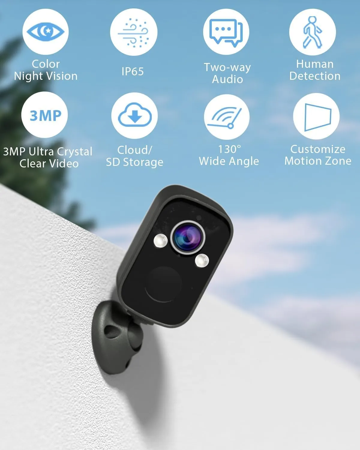 Rraycom Security Cameras Wireless Outdoor, 2pcs 2k Cameras for Home Security with Motion Detection Siren Alarm WiFi Surveillance Indoor Camera, Color Night Vision, 2-Way Talk, Waterproof, Cloud/SD
