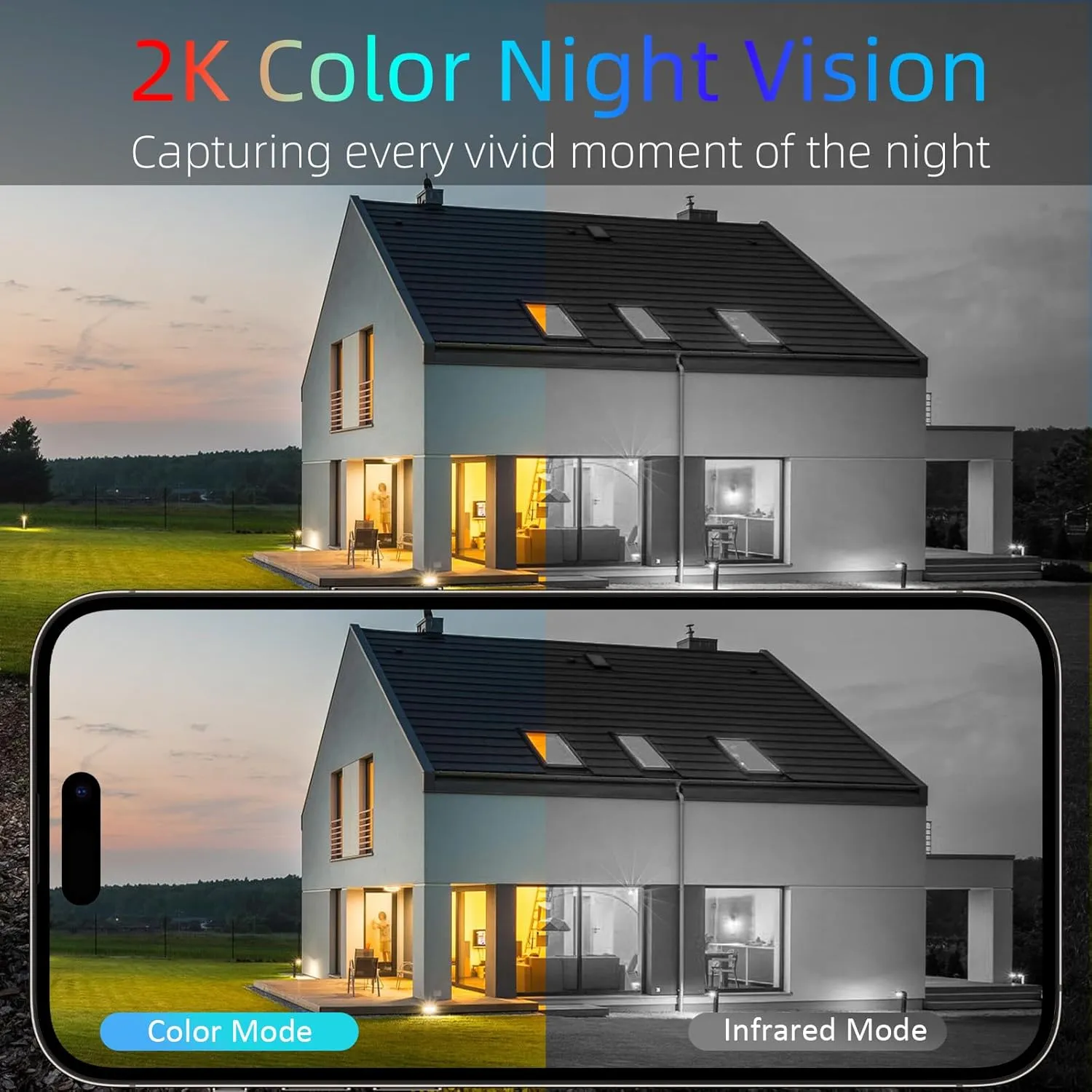 Rraycom Security Cameras Wireless Outdoor, 2pcs 2k Cameras for Home Security with Motion Detection Siren Alarm WiFi Surveillance Indoor Camera, Color Night Vision, 2-Way Talk, Waterproof, Cloud/SD
