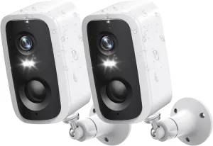 Security Cameras Wireless Outdoor 2 Pack, 2K Battery Powered Cameras for Home Security EseeCloud, 2.4G WiFi Surveillance Indoor AI Motion Detection Color Night Vision 2-Way Talk Waterproof