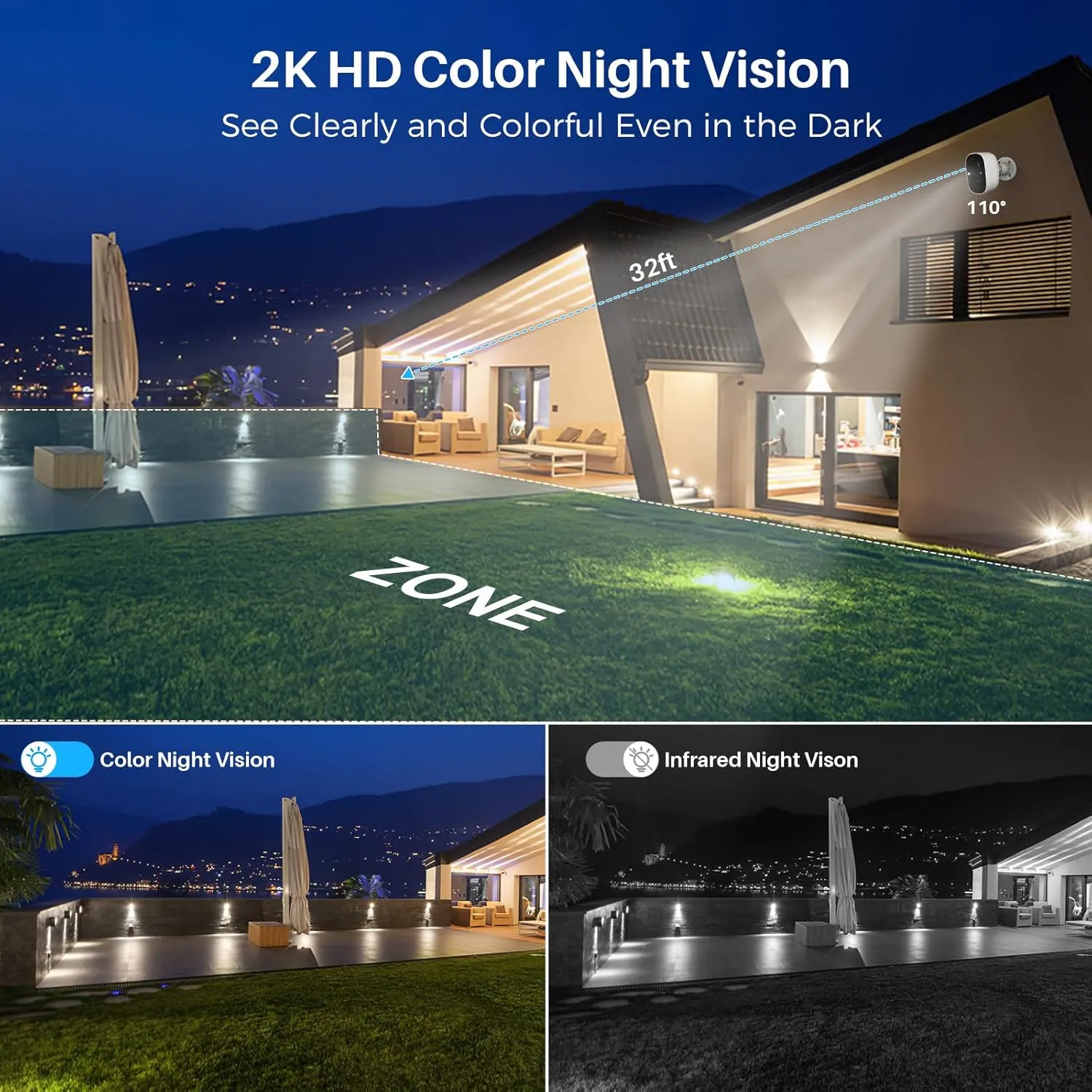 Security Cameras Wireless Outdoor (4 Pack), Battery Powered Cameras for Home Security with AI Motion Detection, 2K Color Night Vision, 2-Way Talk, IP66 Weatherproof, SD/Cloud Storage