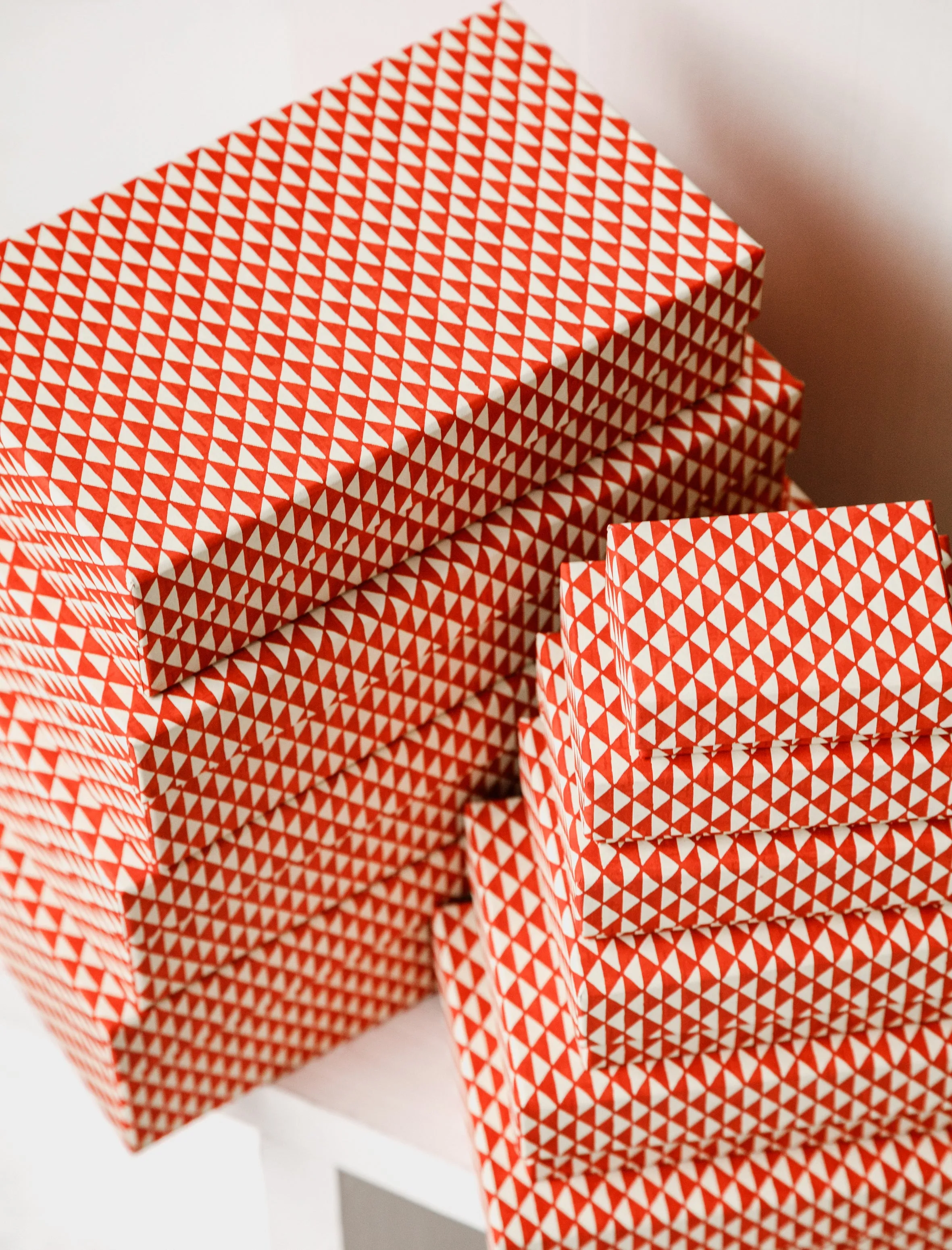 Set of Boxes Chiyogami Red Triangle