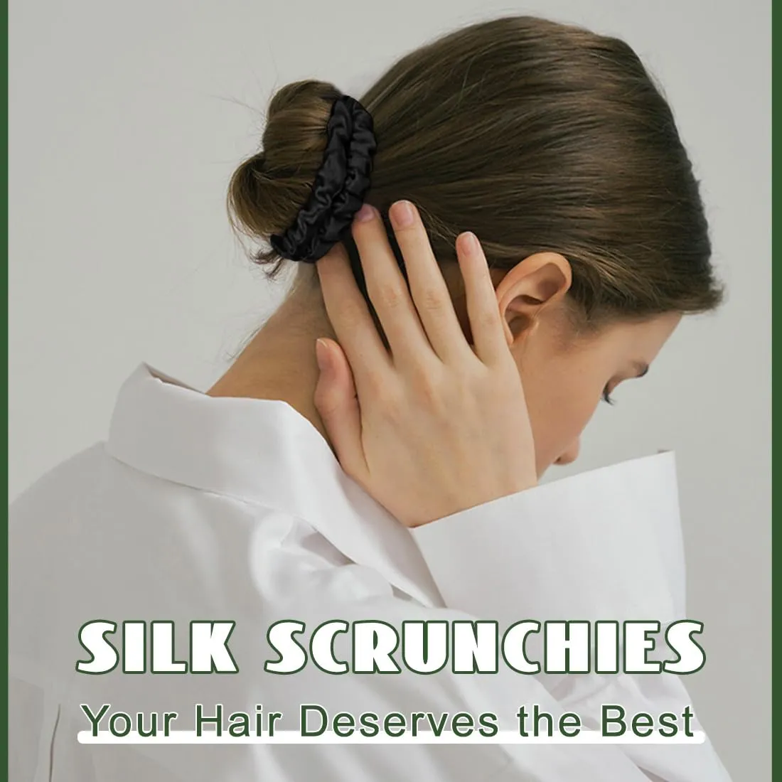 Silk Hair Ties, 100% Mulberry Silk Scrunchies for Hair, Elastic Ponytail Holders No Damage, Scrunchies for Women Girls