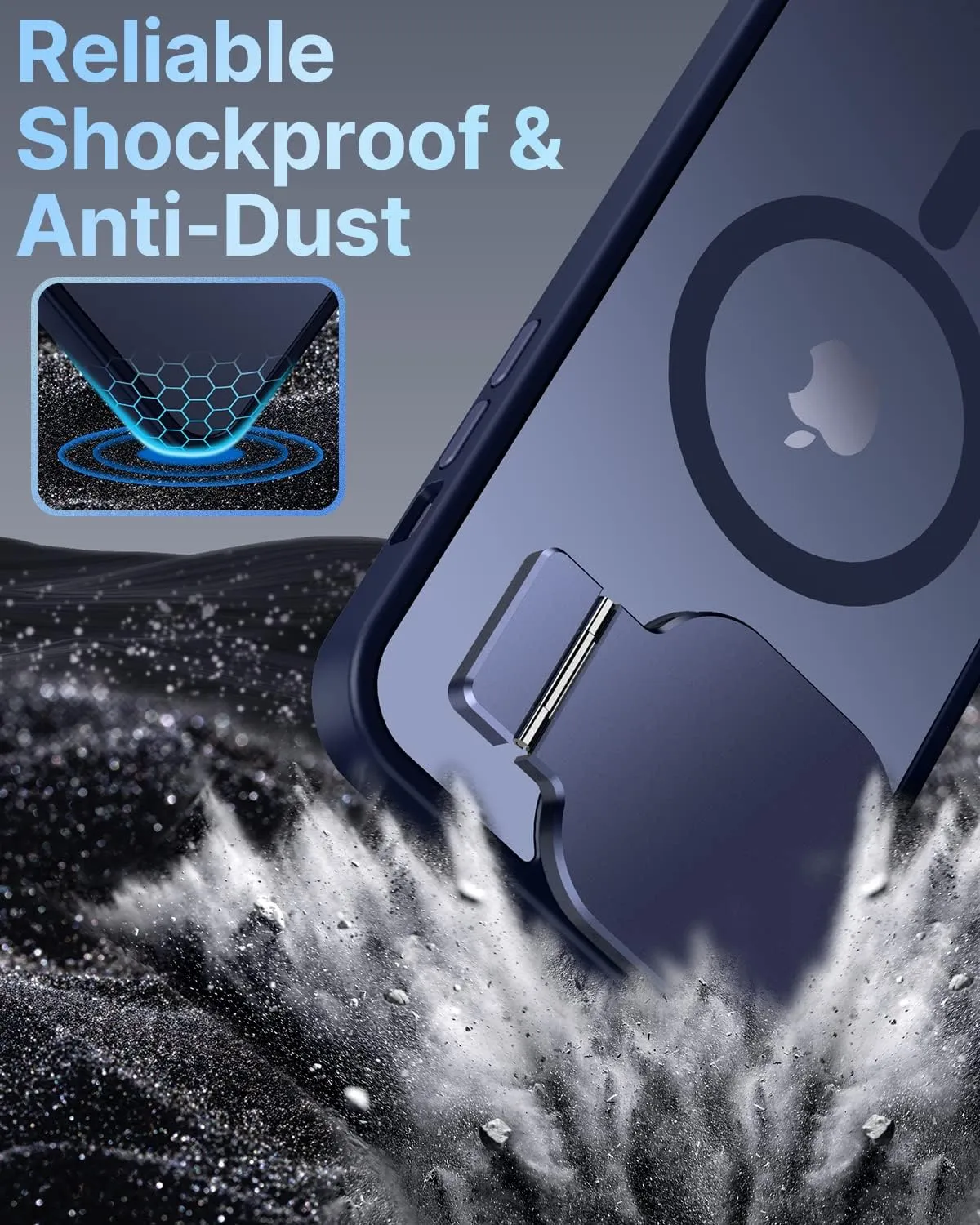 Silverback for iPhone 13 Pro Case with Stand, MagSafe-Compatible Case with Built-in Camera Cover,Magnetic Phone Case Translucent Matte Shockproof for iPhone 13 Pro 6.1 inch - Navy Blue