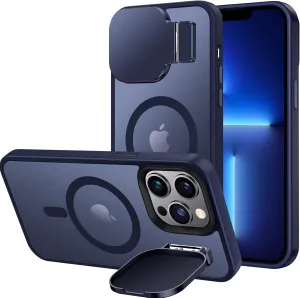 Silverback for iPhone 13 Pro Case with Stand, MagSafe-Compatible Case with Built-in Camera Cover,Magnetic Phone Case Translucent Matte Shockproof for iPhone 13 Pro 6.1 inch - Navy Blue
