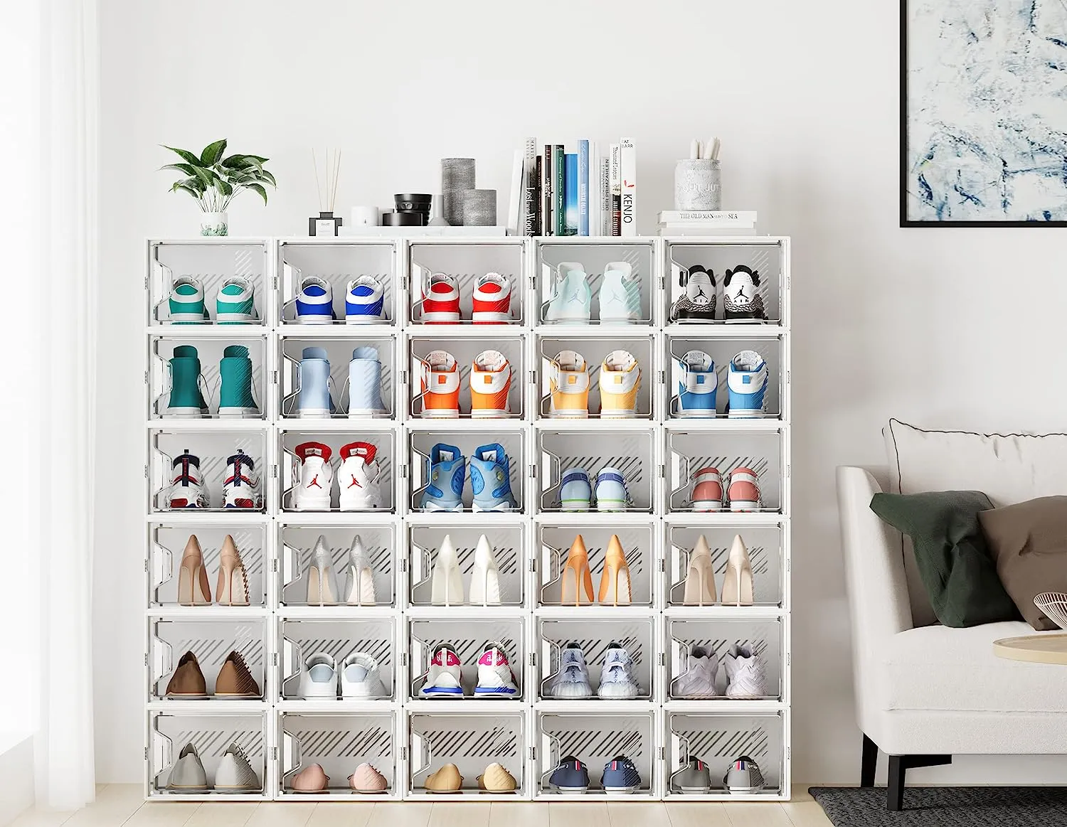 SIMPDIY Shoe Organizer, 12 Pack Shoe Storage Shoe Organizer for Closet, Shoe Boxes Clear Plastic Stackable Shoe Storage Boxes for Size 13