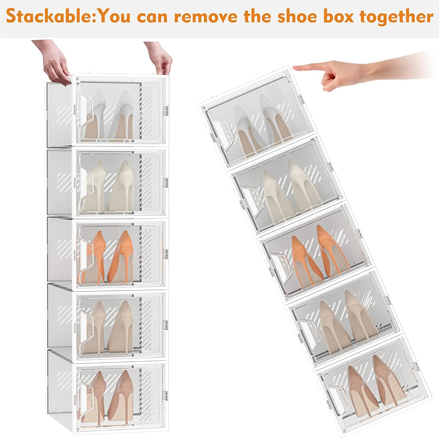 SIMPDIY Shoe Organizer, 12 Pack Shoe Storage Shoe Organizer for Closet, Shoe Boxes Clear Plastic Stackable Shoe Storage Boxes for Size 13