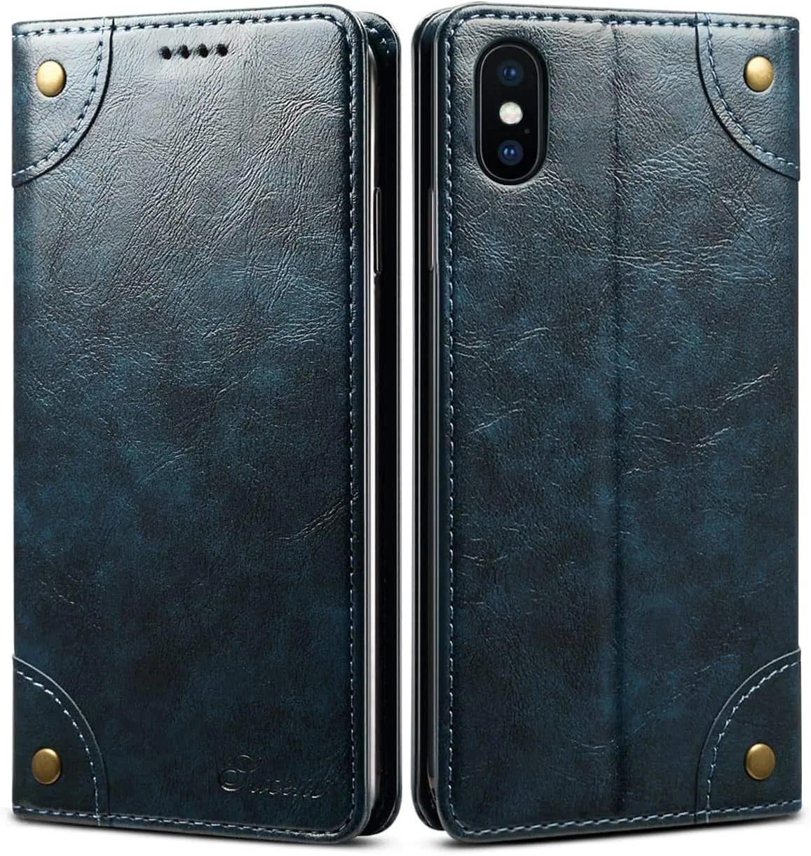 SINIANL iPhone 8 Plus / 7 Plus Case, Leather Wallet Folio Flip Cover with Stand, Credit Card Slot, Blue