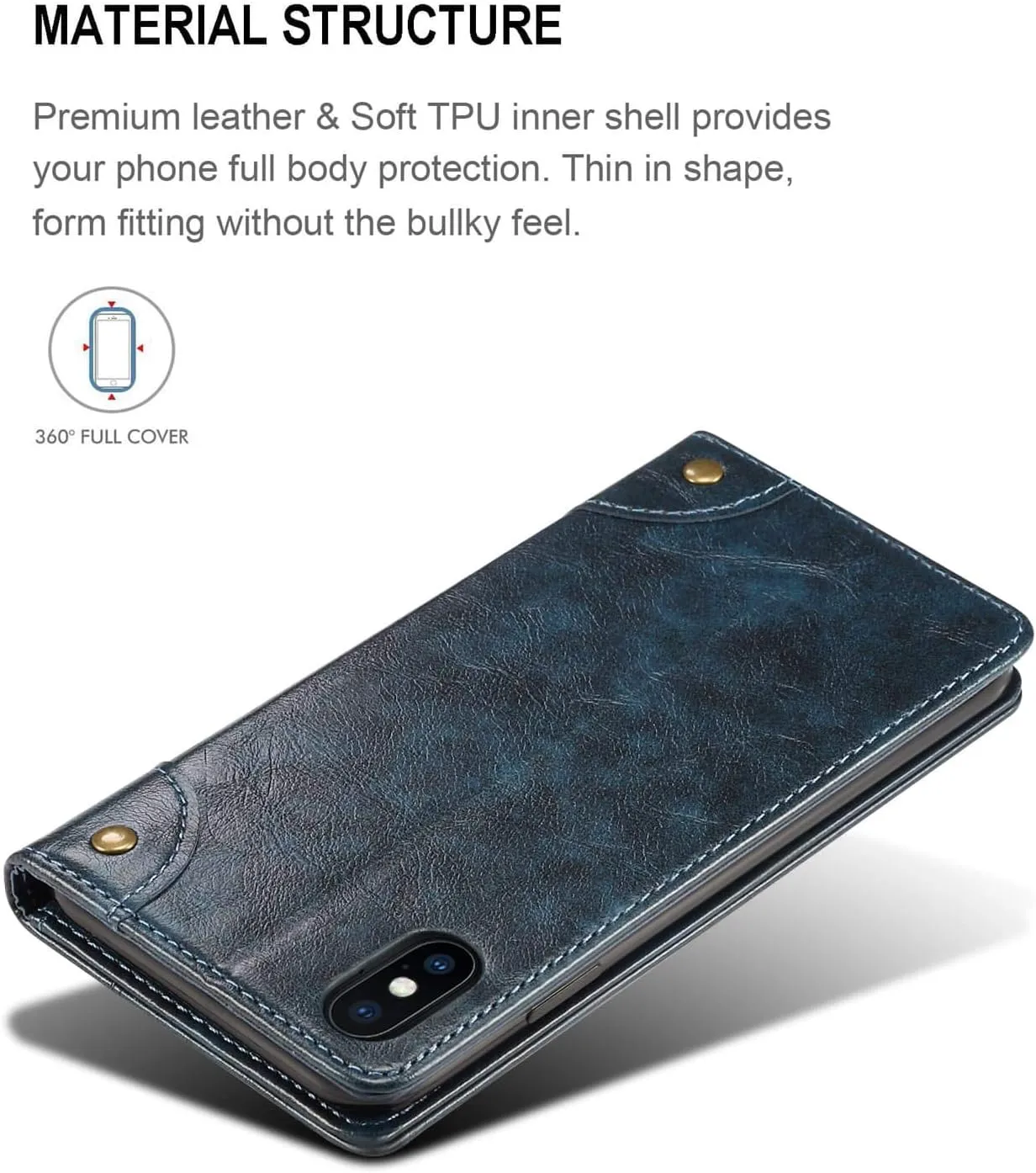 SINIANL iPhone 8 Plus / 7 Plus Case, Leather Wallet Folio Flip Cover with Stand, Credit Card Slot, Blue