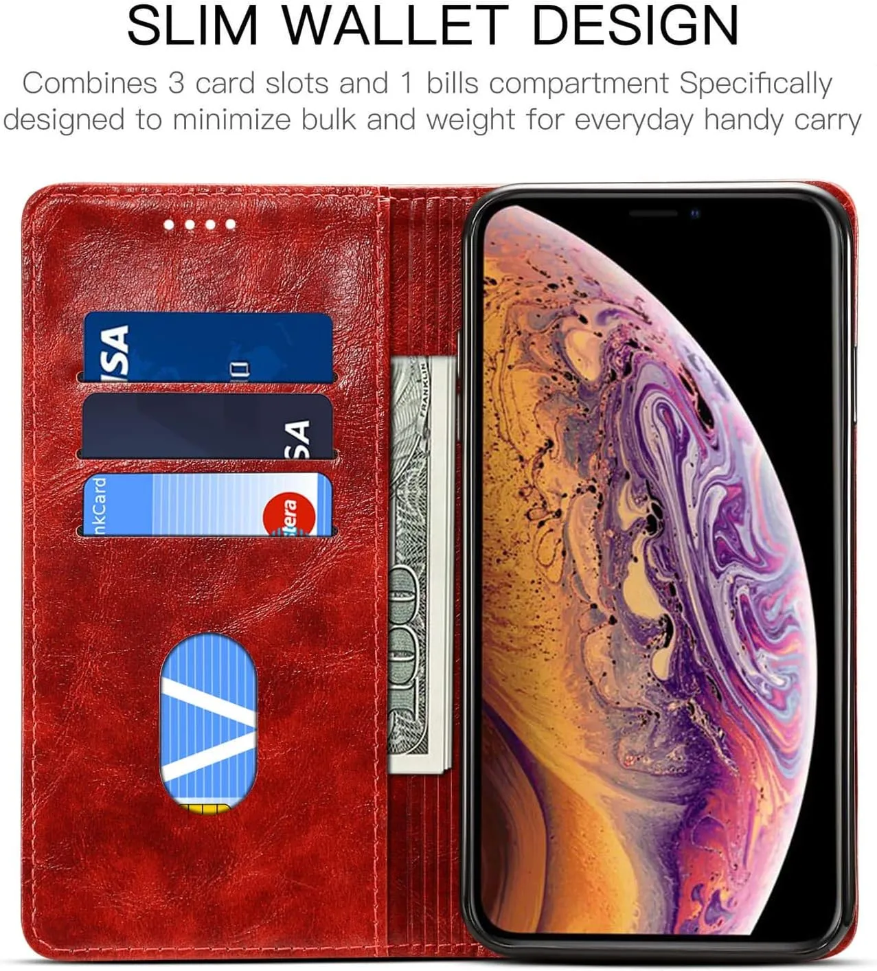 SINIANL iPhone 8 Plus / 7 Plus Leather Wallet Folio Case with Magnetic Closure, Flip Cover, Stand and Credit Card Slot