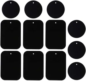 Smartphones Metal Plate 12 Pack for Phone Car Mount Holder Cradle with 3M Adhesive (Compatible with Magnetic Mounts) - 6 Rectangle and 6 Round, Black